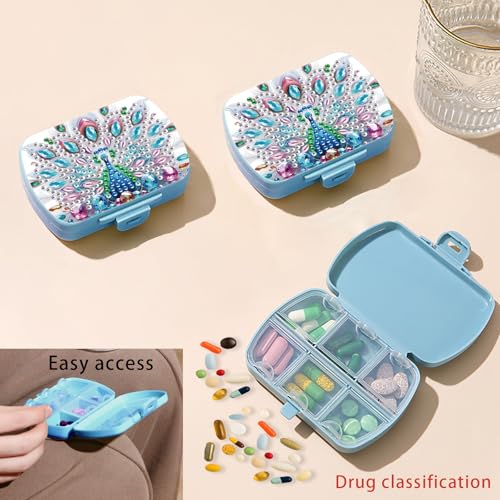 Image of ARTopet Diamond Art Painting Mini Storage Box with 6-Grid Creative Design Compact Portable Small Case for Purse Travel Daily-Peafowl