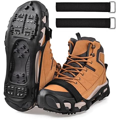 Ice Snow Grips Crampons Traction Ice Cleat Spikes Non-Slip Over Shoe Rubber Spikes Crampons Anti Slip Durbale Crampons Slip-on Stretch Footwear(M) Cover