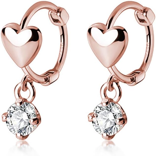 SLUYNZ Sterling Silver Small Love Heart Huggie Hoop Earrings for Women Tiny CZ Heart Hoop Earrings Huggie Valentines Day Earrings