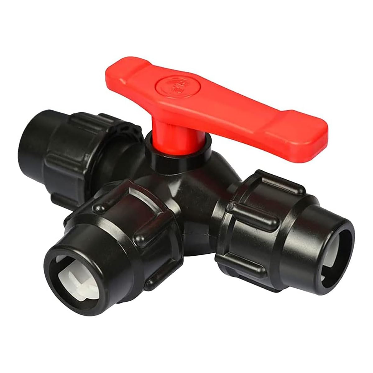 PVC Water Supply Pipe Valve, 3-Way Fast Connection PE T-Type Ball Multicolor 20-50mm for Water-Saving Irrigation 2pc(Black,25MM)