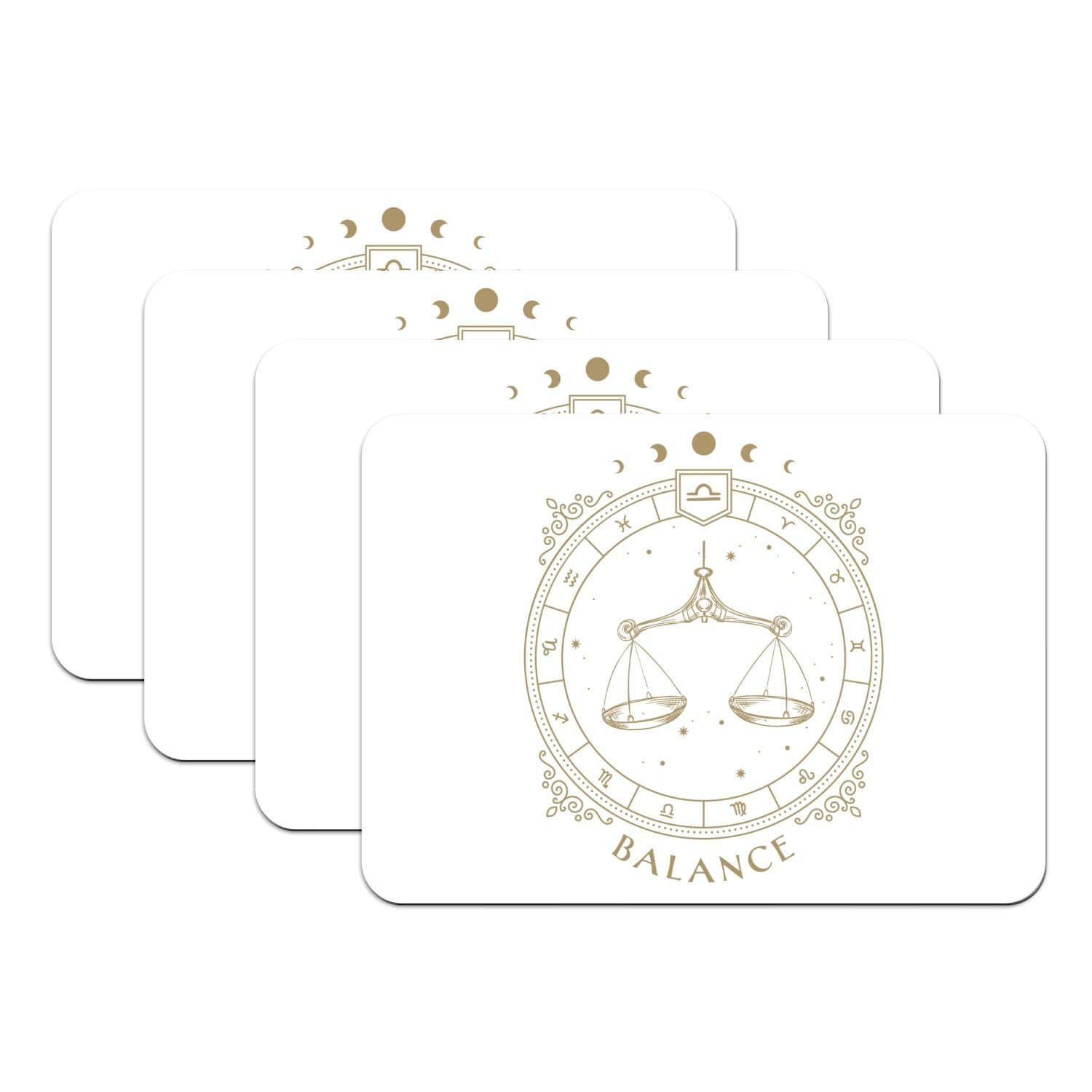 Set de table astrologie et tarot grand format en caoutchouc blanc pour deco table mystique x4