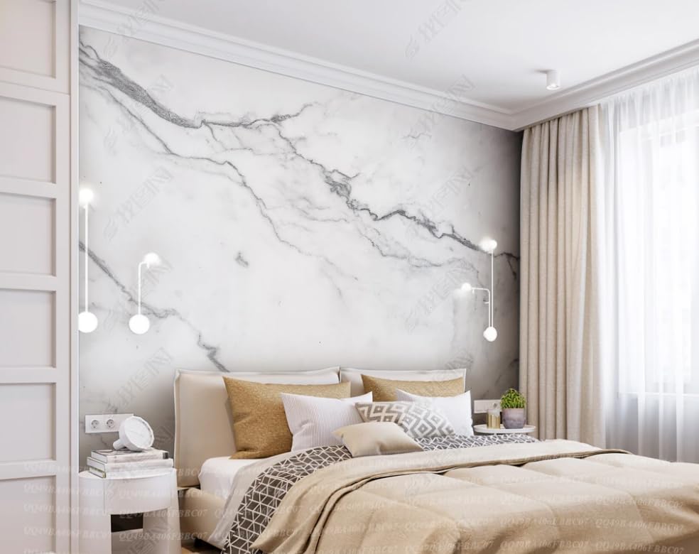 Papier peint intissé marbre texturé pour masquer les défauts d'un grand mur