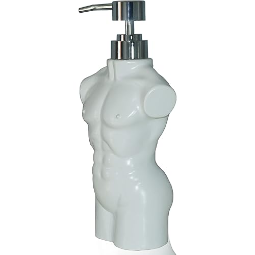 Ceramic Boy Soap Dispenser Refillable Liquid Hand Soap Dispenser for Bathroom or Kitchen (White)