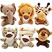 OuMuaMua 6pcs Jungle Animal Plush Toys Stuffed Animals Set - 4.8 Inch Cute Small Zoo Animals Plush Keychains for Kids Animal Themed Parties,Kindergarten Fun, Teacher Student Achievement Award