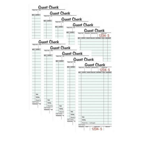 Adams Guest Check Pads, Single Part, Perforated, White, 3-2/5