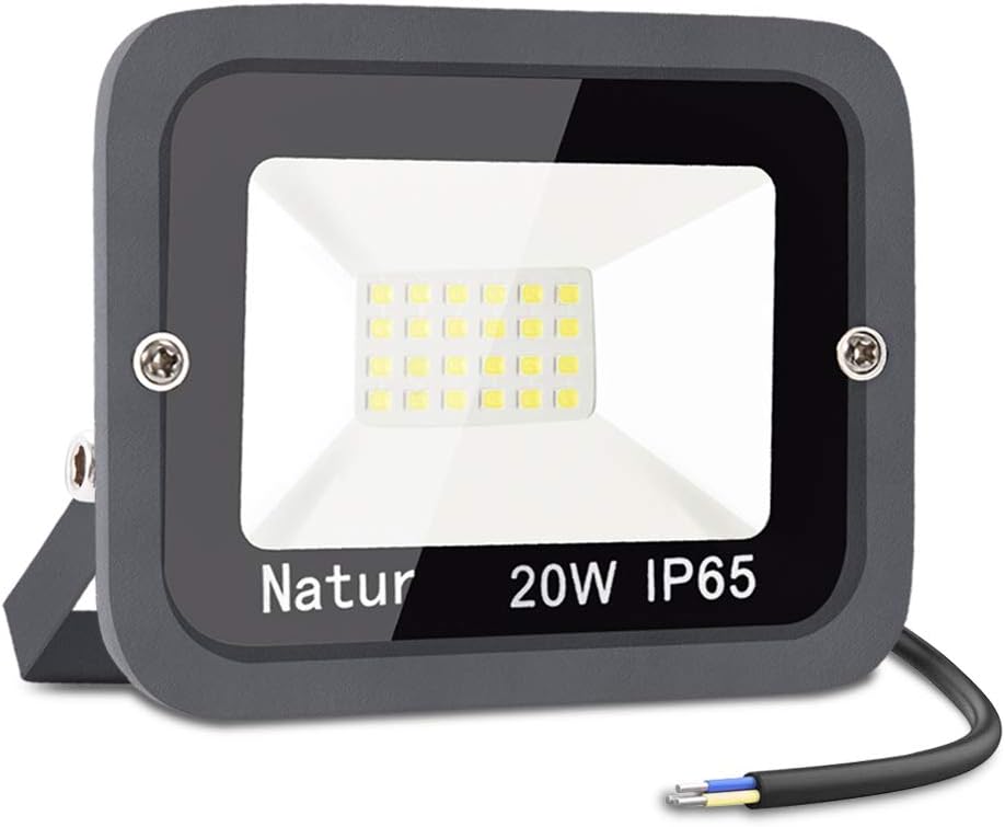 20W LED Flood Light, Ultra Slim and Lightweight Design, 2000LM Outdoor Security Spotlights, 100W Halogen Equivalent, IP66 Waterproof, 6000K Daylight White [Energy Class A++]