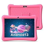EagleSoar Kids Tablet 10 inch Android 13 with Shockproof Case for Kids 3-12 Ages 32GB Expandable to 128GB, Dual Cameras, GPS, Pre-Installed Apps, Kids tablets with Parental Controls（Pink）