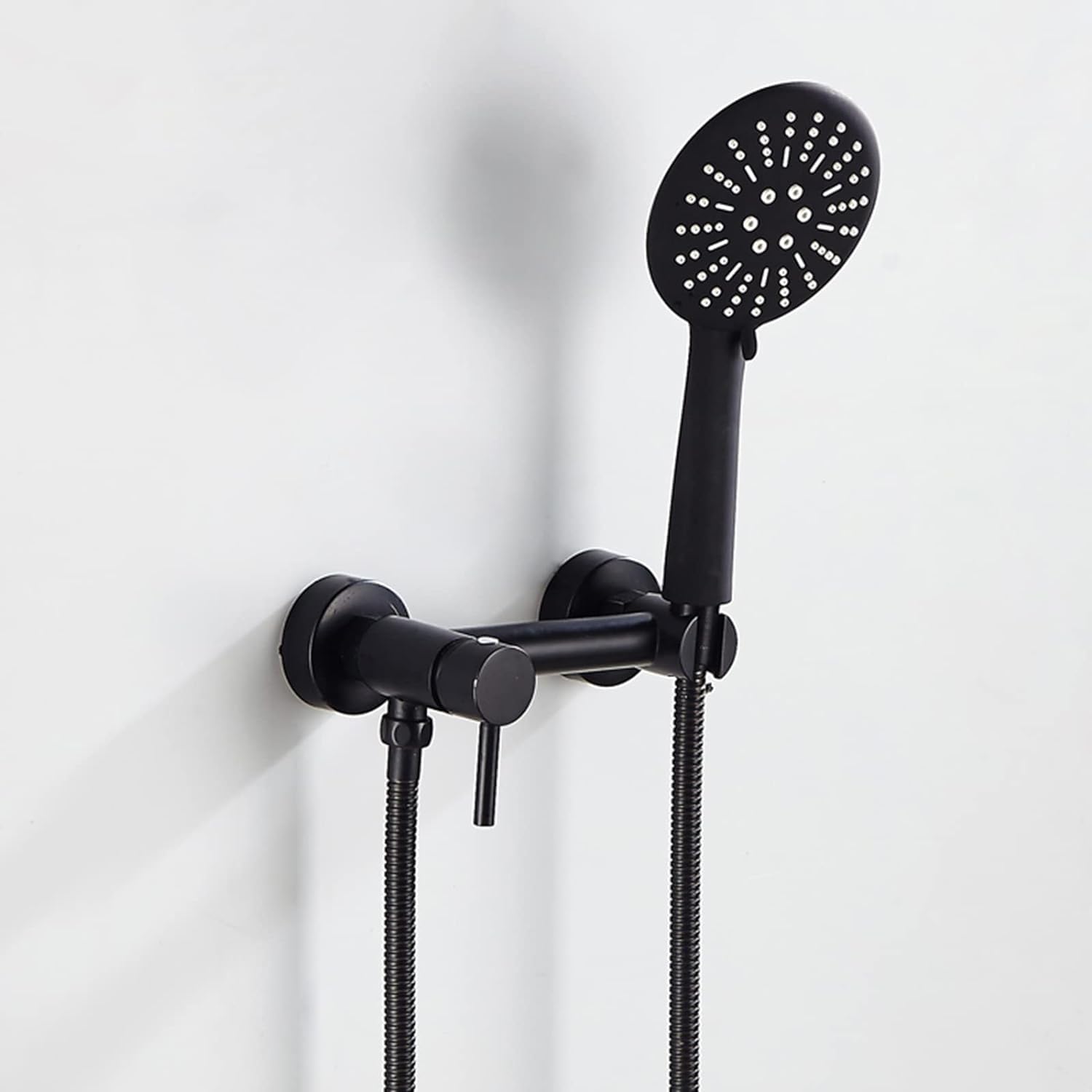 Mitigeur de douche noir haut de gamme avec ensemble pommeau et flexible de baignoire