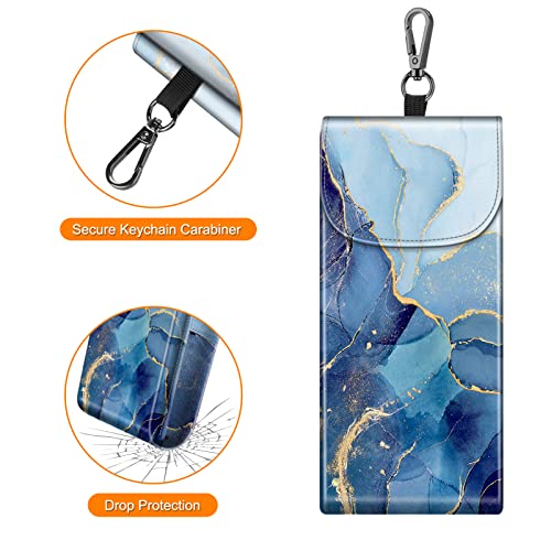 Image of FINTIE Double Glasses Case with Carabiner Hook, Portable Vegan Leather Eyeglass Case Anti-scratch Sunglasses Pouch