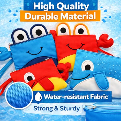 Image of Kids Swimming Bag | Crab Shape Pink-Blue Mini Travel Bag for Boys & Girls | Waterproof Preschool Nursery Tote with Wet Dry Separation | Clothes, Art, Dance, Swimming Class & Beach Storage