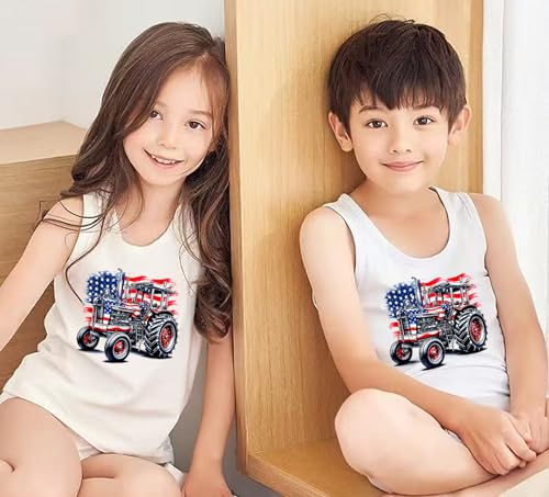 Boys Girls 4th of July Tank Tops Kids American Flag Patriotic Independence Day Shirts Sleeveless Cotton Tops 3-10T4