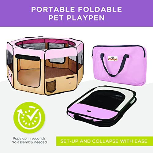 Zampa Dog Playpen Medium 45"x45"x24" Pop Up Portable Playpen for Dogs and Cat, Foldable | Indoor/Outdoor Pen & Travel Pet Carrier + Carrying Case. - Thumbnail 7