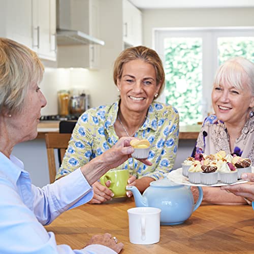 100Pcs Aluminum Cups With Lids,5Oz Disposable Ramekin Baking Cups Muffin Liners Mini Pie Pans Foil Cupcake Containers For Christmas Party Wedding,Silver #TOP6