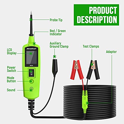 MR CARTOOL B530 Automotive Power Circuit Probe Tester 12V/24V Electrical Short Circuit Finder with 33ft Extension Cable for Car Truck Motorcycle Vehicle Electrical Systems - Thumbnail 6