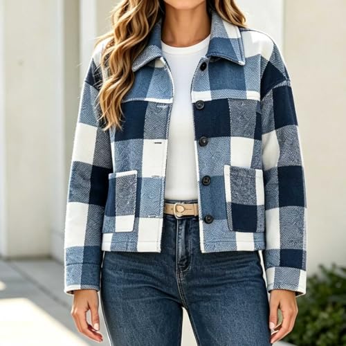 Piuwrlz Women's Plaid Shacket Button Down Flannel Jacket with Pockets - image 5