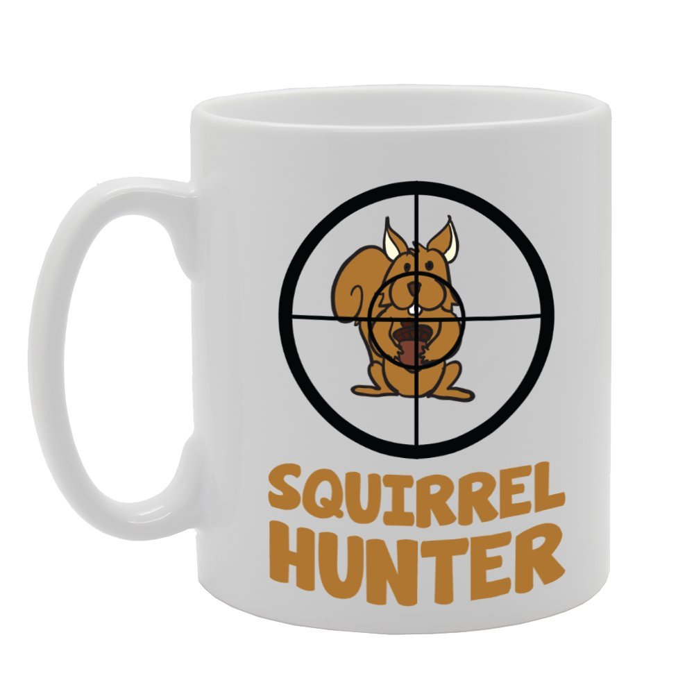 Coralgraph Inc Men's White Mg3411 Squirrel Hunter Novelty Gift Printed Tea Coffee Ceramic Mug