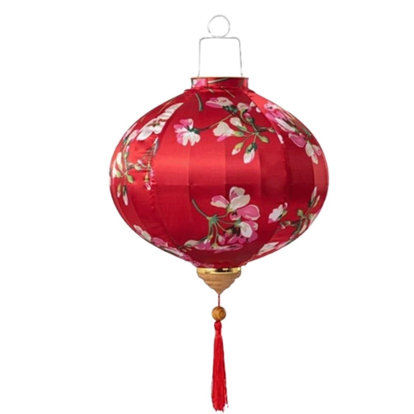 Asian lantern, Round Silk Lantern Traditional Peony Flower Pattern Hanging Chinese New Year and Spring Festival Decoration(Red,12inch)