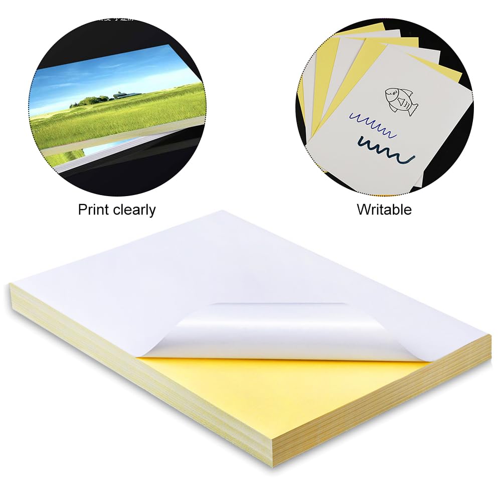 Papier samoprzylepny, matowy papier do drukowania, 80 sztuk, do etykiet, kompatybilny z drukarkami laserowymi, atramentowymi i igłowymi, A4