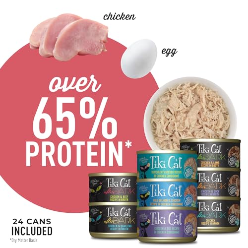 Image of Tiki Cat Wet Cat Food Mega Pack, Chicken Craves Variety Pack, 2.8 oz. Cans (24 Count) | High-protein Nutrition, Real Shredded Chicken, Grain and Potato Free, High-moisture Broth, 2.8 Oz. Cans (24 Count)