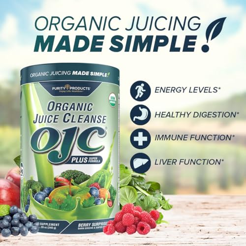 Certified Organic Juice Cleanse OJC Plus Berry Surprise - Purity Products - 30+ Organic Veggies and Fruits - 5 Grams of Fiber - Promotes Energy and Digestive Function - 12.28 oz - 348 g - 30 Servings - Image 4