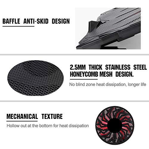 Pccooler Laptop Cooling Pad, Laptop Cooler with 5 Quiet Red LED Fans for 12-17.3 Inch Laptop, Dual USB 2.0 Ports, Portable 6 Angle Adjustable Laptop Stand for Gaming Laptop (PC-R5)