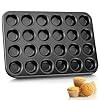 E-far Mini Muffin Pan - 24-Cup Nonstick Carbon Steel Cupcake Tin for Perfect Mini Muffins & Cupcakes, Warp-Free Bakeware for Even Baking & Easy Release, Oven Safe