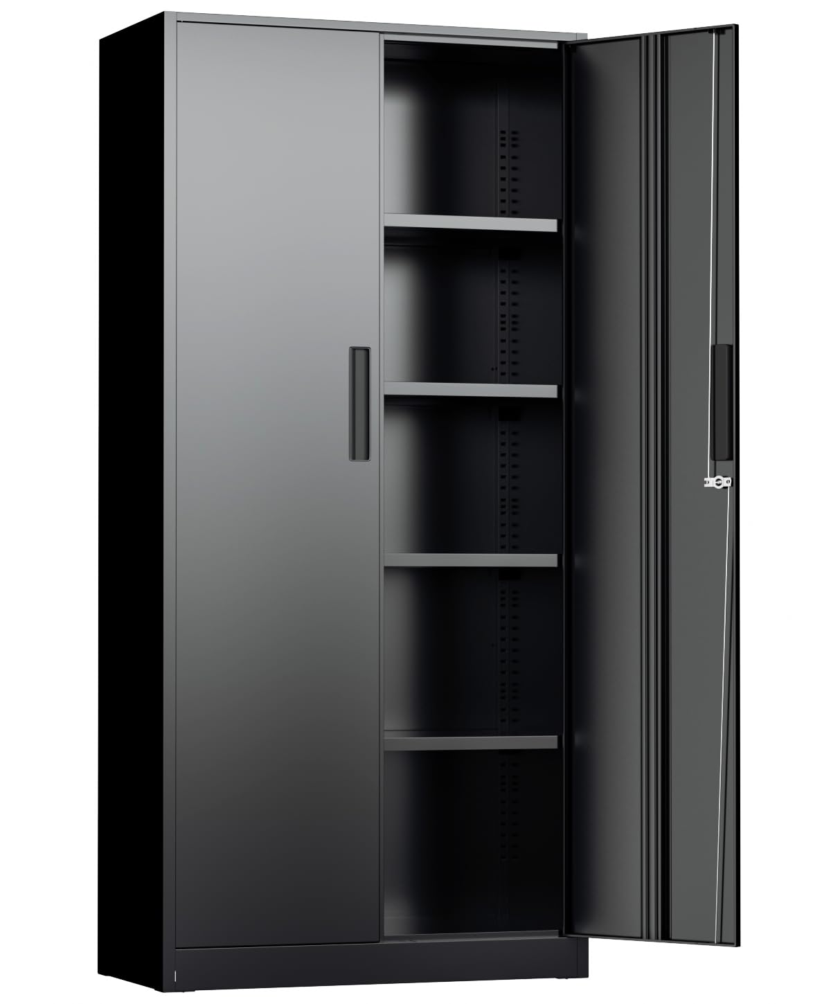 INTERGREAT Metal Storage Cabinet with Lock, 72" H Lockable Metal Storage Cabinet with Locking Doors, Steel Storage Lockers with Adjustable Shelves for Office, Home, Garage, Gym, School (Black)