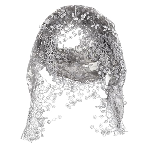 Women Lace Sheer Floral for Triangle Veil Mantilla Scarf Shawl Wrap Tasse CF
