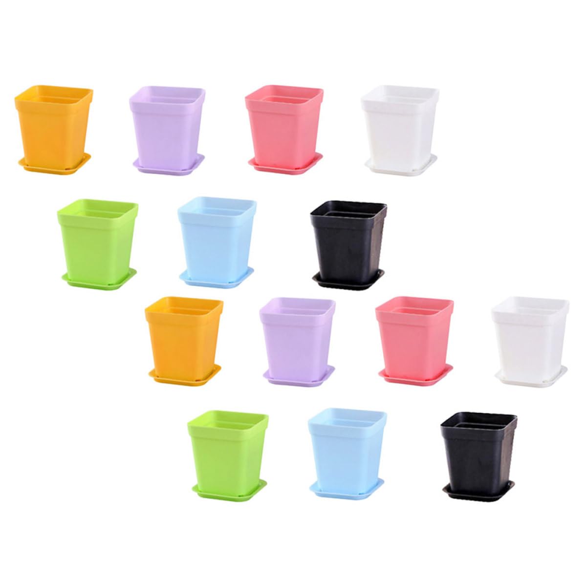 Pots de jardin intérieur colorés et légers avec plateau de transport