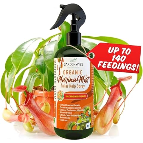 GARDENWISE 100% Organic Marina Mist Carnivorous Plant Food | Liquid Kelp Foliar Spray for Plants - Kelp Fertilizer for Venus Flytraps, Sundew, Butterworts, Pitcher Plants 16 Oz Cover