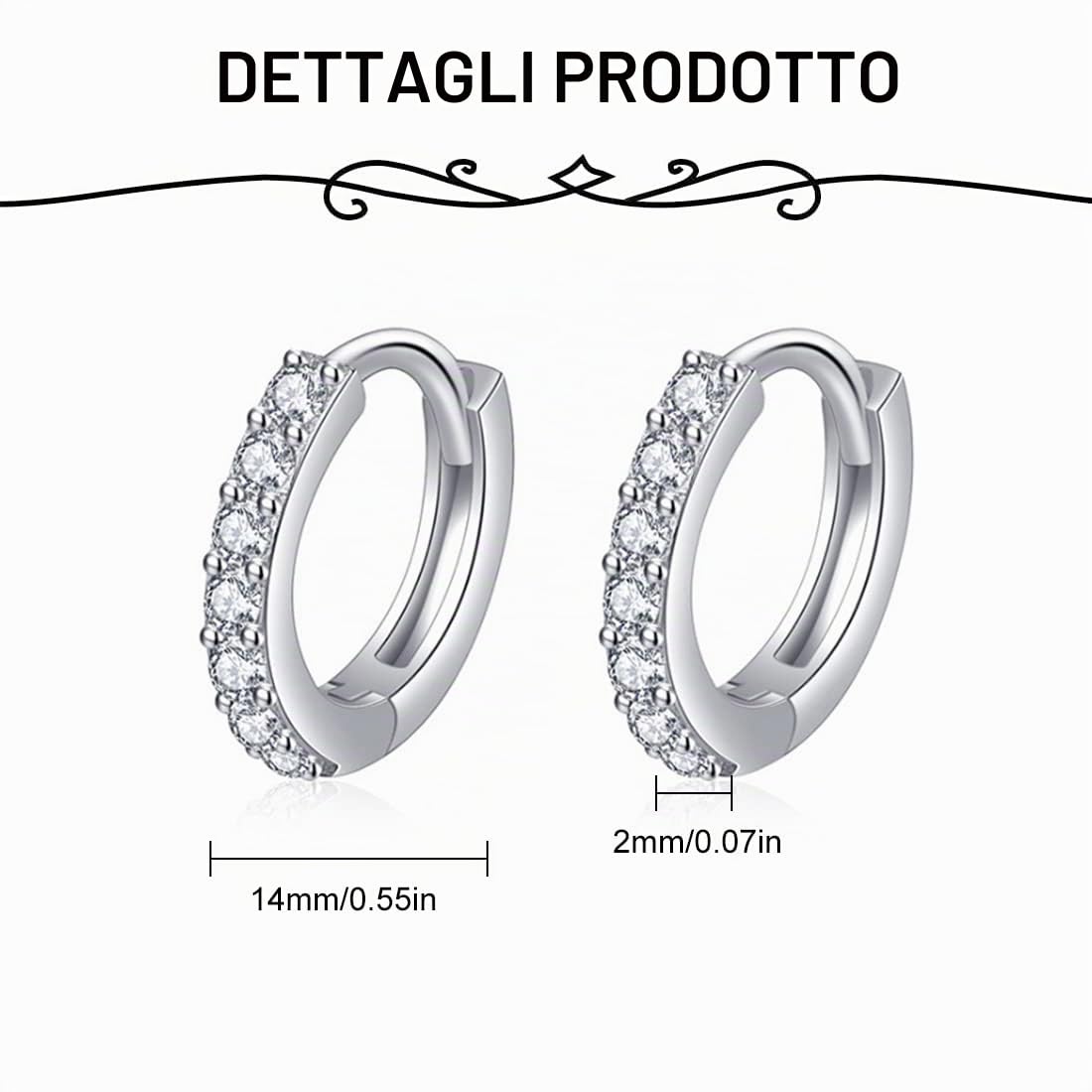Orecchini a cerchio in argento da donna, 3 paia di orecchini a cerchio, ipoallergenici, piccoli orecchini a cerchio 10 mm