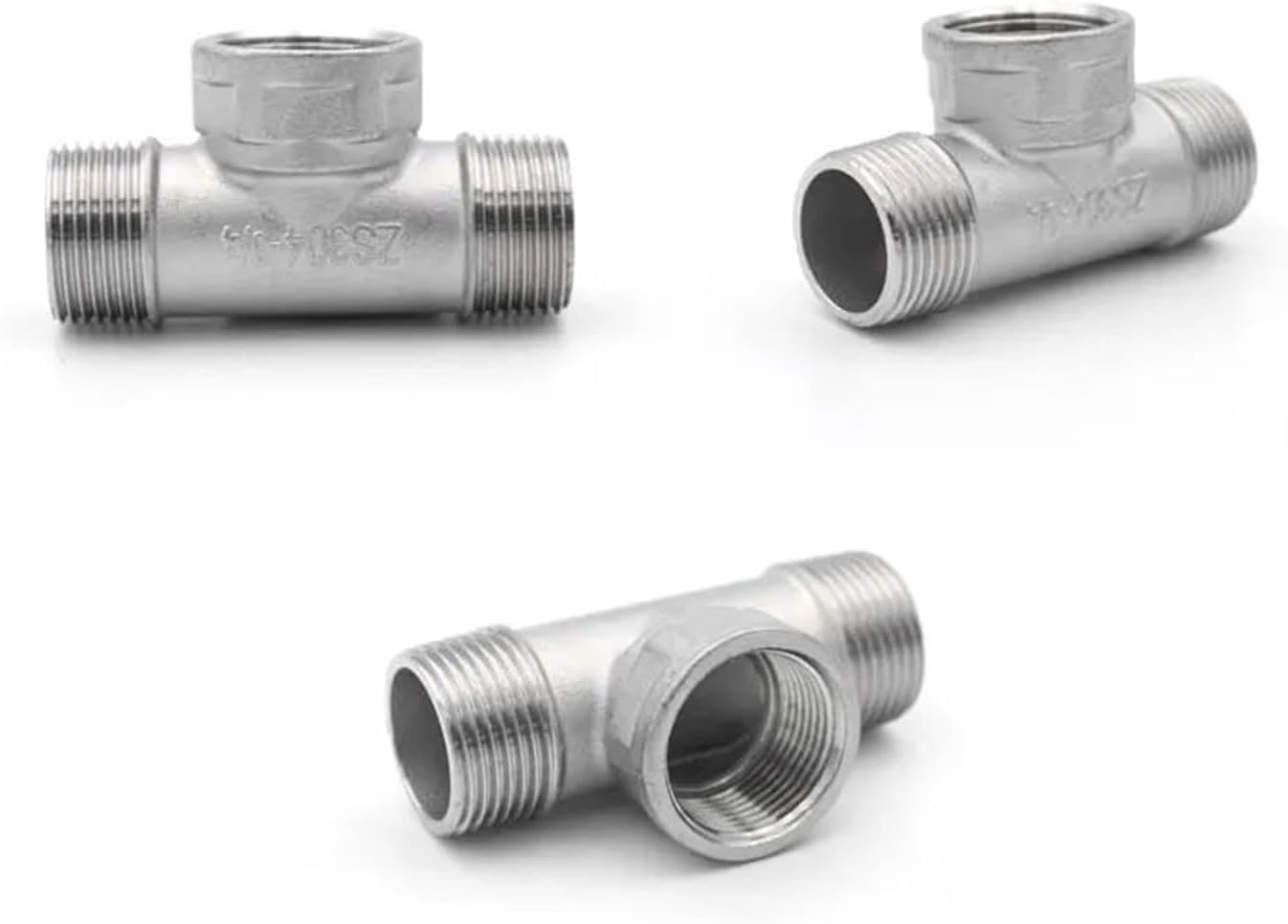 304 Stainless Steel BSPT Male Female Pipe Fitting – Four-Way & Three-Way Connector (Red, 1-1/4")(Yellow,0.25 Inch)