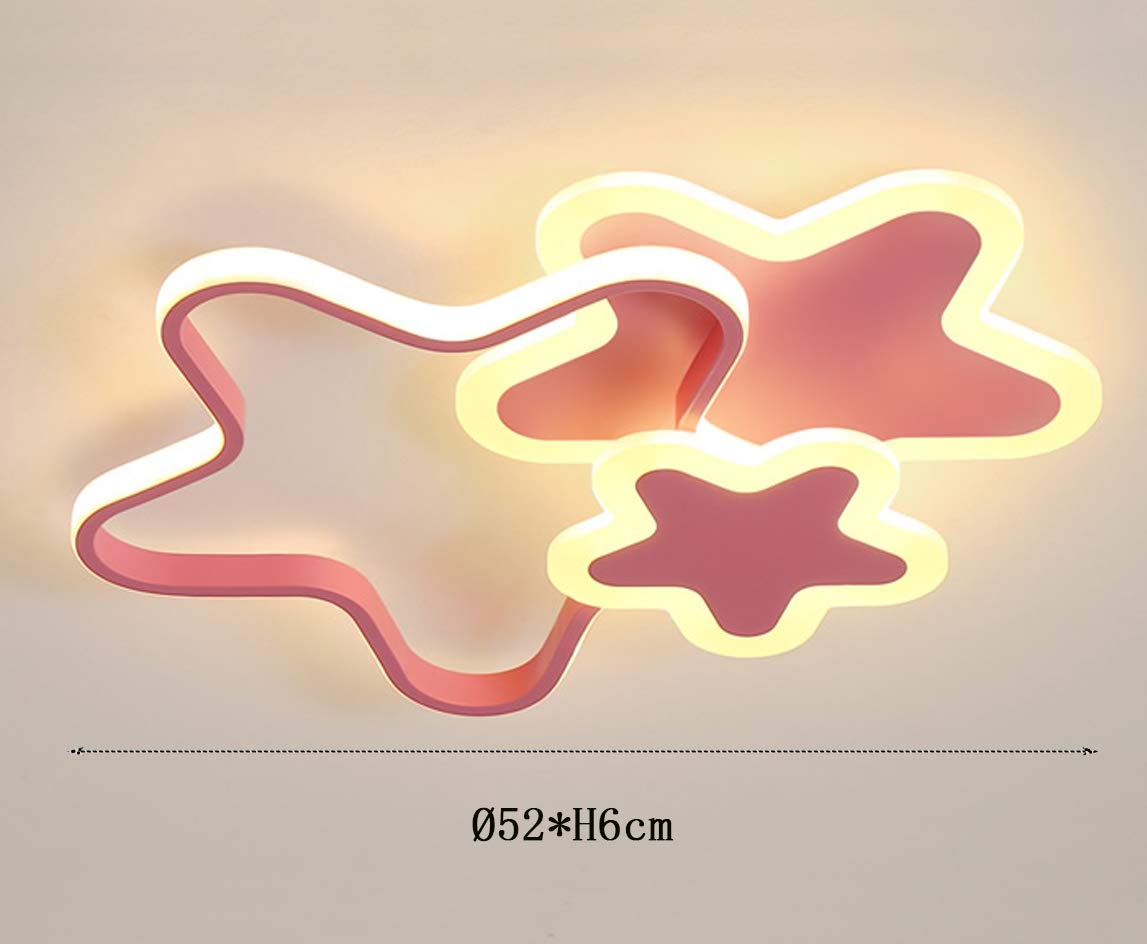 Moderno LED Lámpara de techo Cuarto de los Niños Luz de Techo Regulable con Control Remoto Forma de Estrella Diseño Plafón de Dormitorio de Niña/Chico Iluminación Acrílico Pantalla Ø52*H6cm (Rosado)
