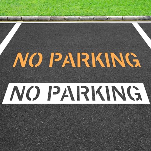 No Parking Silicone Stencil 10 Inch Letter Height Reusable White Silicone Stencil 1mm Thick 14 x 91 in Large Pavement Marking Template for Asphalt Concrete Parking Lot