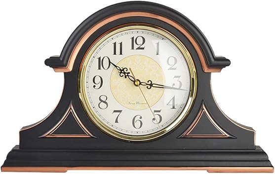 Mantel Clock Large Living Room Silent seat Clock European Style Retro Desk Living Room Office Decoration Color Black