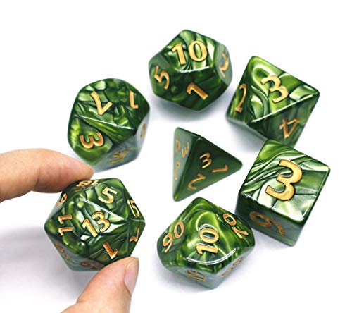 Dice- DND Polyhedral Dice Set 25mm Giant Dice for Dungeons and Dragons D&D Pathfinder RPG MTG Role Playing Dice with Dice Bag (Green)