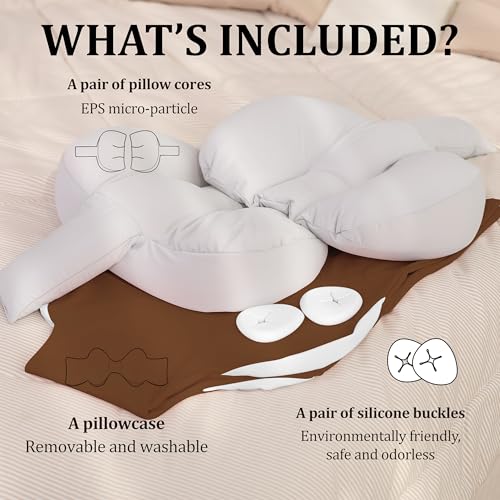 Image of TADO MUSLIN Pregnancy Pillow for Pregnant Women - Adjustable Full Body Maternity Pillow for Sleeping - Support for Back, HIPS, Legs, Belly - Premium, Washable, Comfortable Pregnancy Body Pillow Brown