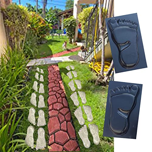 VanSmaGo Outdoor Stepping Stone, Concrete molds and Forms, 2 Packs Footprint Cement Paver Mold, Garden Sculptures & Statues