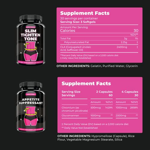 Unaltered Belly Fat Burner & Appetite Suppressant - Weight Loss Bundle For Women - 1 Month Supply #TOP7