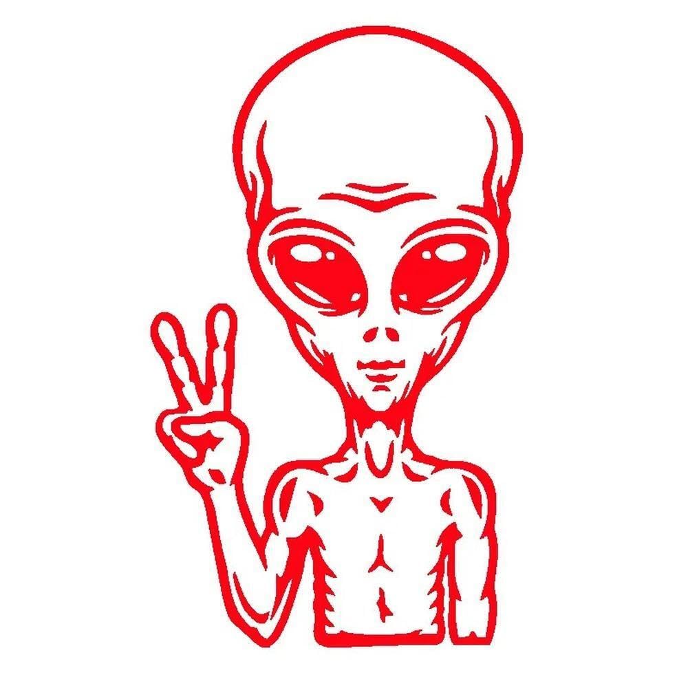 Car Stickers Vinyl Decal Alien Peace Sign(Red)