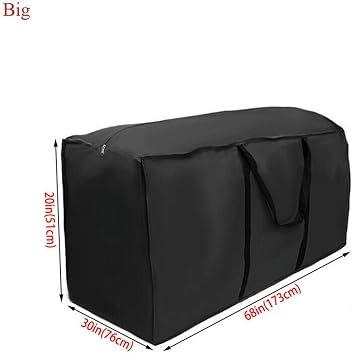 NIHUIFDPY Garden Furniture Cushion Storage Bag 173x76x51cm Waterproof Anti-UV Heavy Duty Rip Proof 210D Oxford Fabric Outdoor Garden Patio Cushion Storage Bags Christmas Tree Storage Bag with Handle