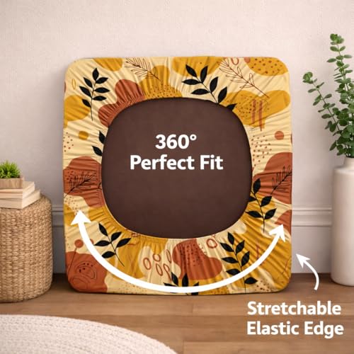 Image of STITCHNEST 'Contour Fit Series' Stretchable Printed Wooden Sofa Cover (Pack of 2) - Elastic Wooden Chair Cover | Wooden Sofa Seat Cover | Size - 20-21 x 20-21 x 3-5 in