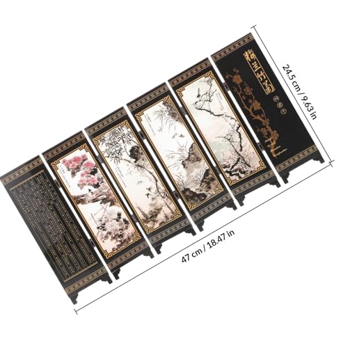 Paravent pliable en bois Healeved à 6 panneaux pour déco murale - 3