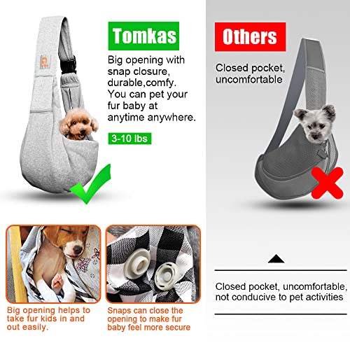 Tomkas Small Dog Sling Carrier - Zipper Pocket & Adjustable Strap - for 3-10 lbs Pets(Grey)