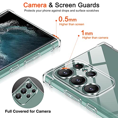 Image of Lustree Back Cover Transparent Case Compatible with Samsung Galaxy S23 Ultra | Clear + TPU Case with 4 Corner Air Cushion Protection & Camera Protection | Slim& Stylus Cover