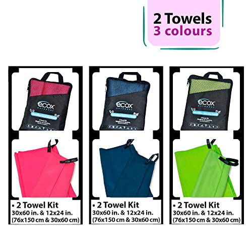 Ecox Outdoors Microfiber Towel Fast Drying Soft Feel Fast Action Drying For Gym Beach Outdoors Travel Yoga Camping Compact Size 2 Piece Set 30X60 In And 12X24 In Red Mft2Prd #TOP6