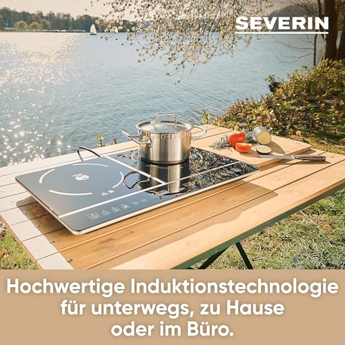 SEVERIN Doppel Kochplatte Induktion für Küche, Büro oder Camping, Hochwertige Herdplatte, Campingkocher für zwei Töpfe, schwarz, 3.400 W, DK 1031 – Bild 5