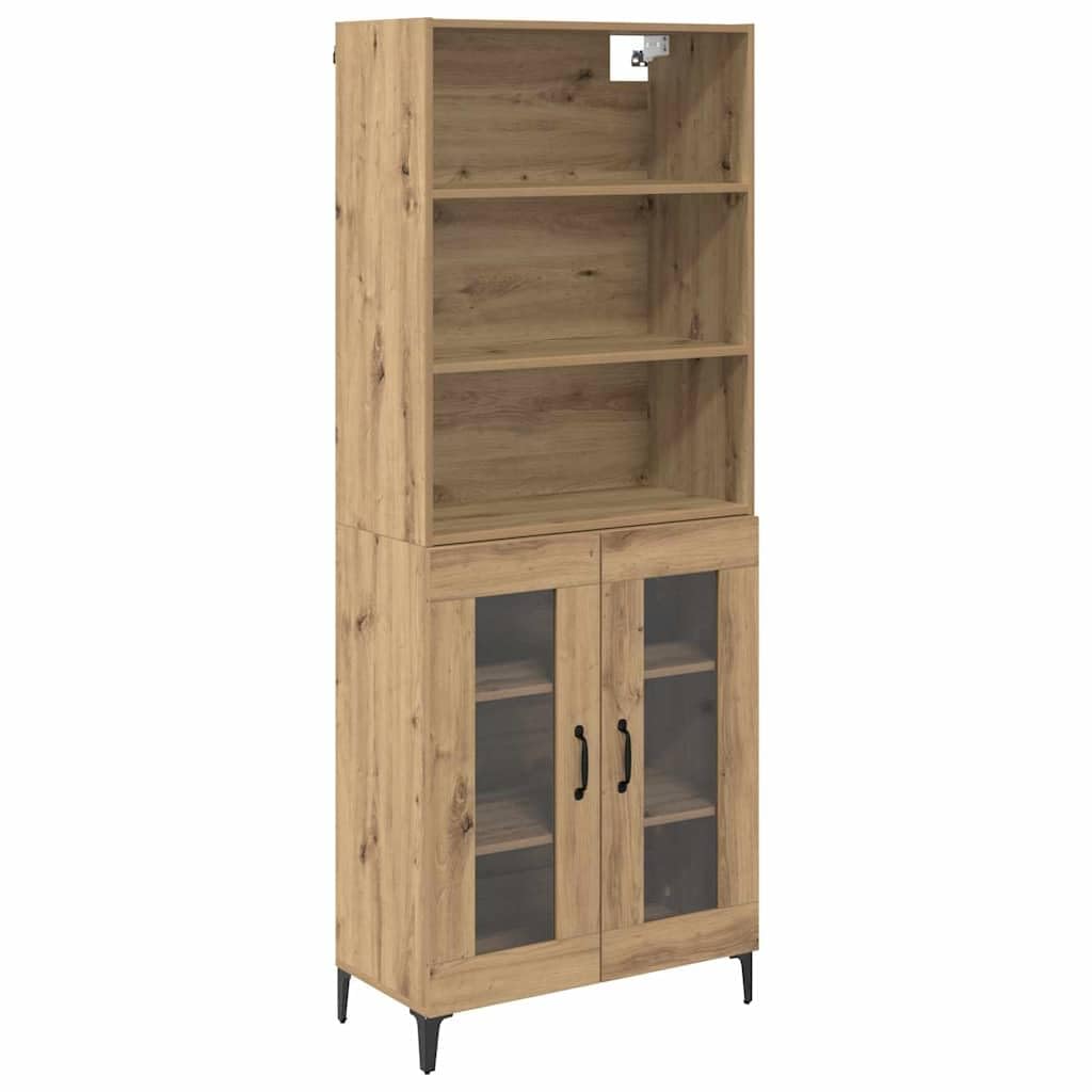 vidaXL Highboard Artisan Oak 69.5 x 34 x 180 cm Engineered Wood, Living Room Sideboard, Rectangular Storage Unit, Modern Furniture, Engineered Wood Cabinet, Space Saving, Multi-Functional