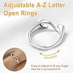 SILVERCUTE Initial Ring S925 Stamped Alphabet A-Z Stacking Ring Sterling Silver Sideways Statement Rings for Women Men, Adjustable Size #6-#12 Letter Name Ring with Gift Box - Image 5