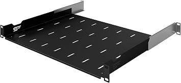 Server Rack Shelf 19 inch 1U 350mm - Server Rack Made of Metal - Universal Adjustable Vented Rack Mount Cantilever Tray - compatible with Rack Network Cabinet and Rack Rails